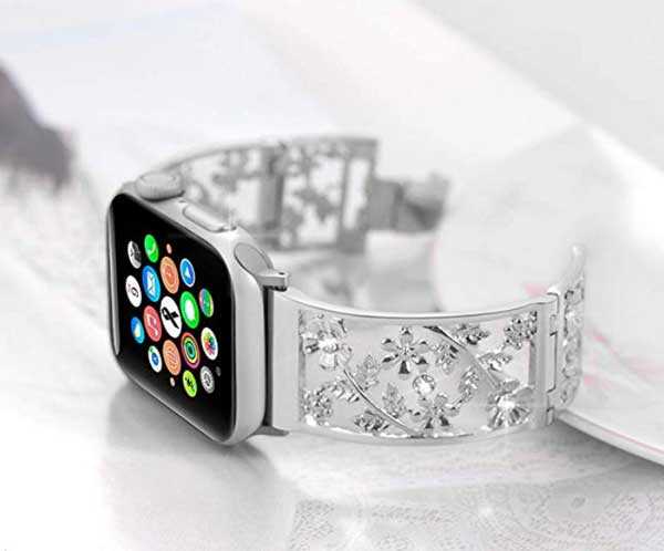 Metalen band bloemenband voor Apple Watch