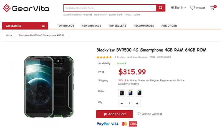 BlackView BV9500 4G-smartphone -GearVita-kortingscode
