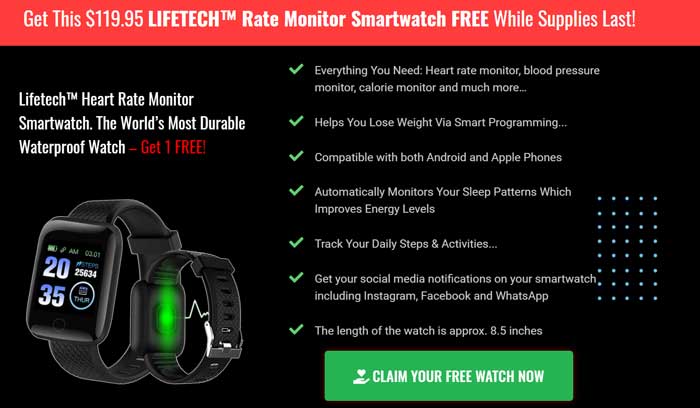 LifeTech Smart Watch – Eenvoudig draagbaar voor gezondheid