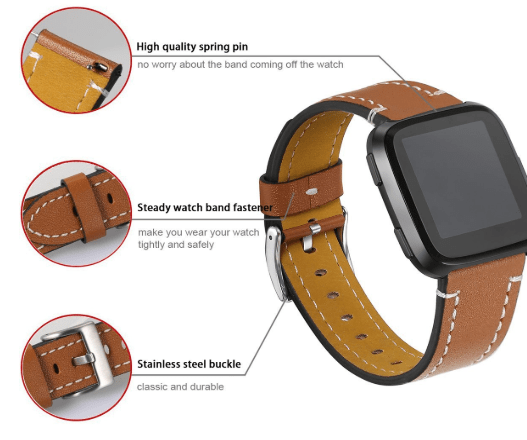 Beste Fitbit Versa lederen band - echt lederen waterbestendige band