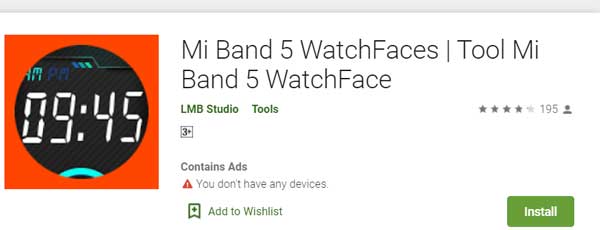 Mi Band 5 wijzerplaten