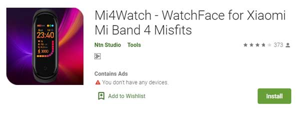 Mi4Watch – WatchFace voor Xiaomi Mi Band 4 MisFits door Ntn Studio