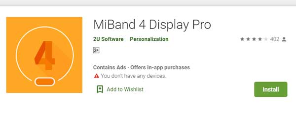 MiBand4 Display Pro door 2U-software