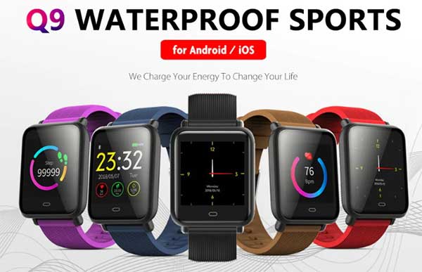 Q9 waterdichte sport smartwatch – couponcode